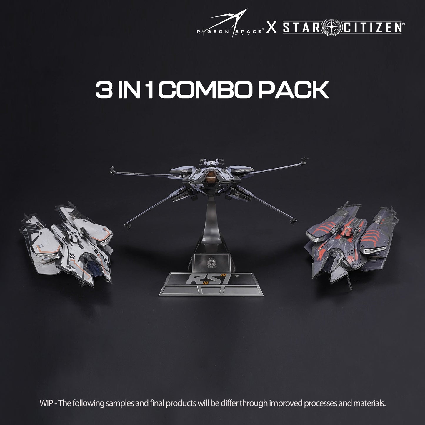 Star Citizen RSI Scorpius collectible ship models displayed together as a 3-pack bundle