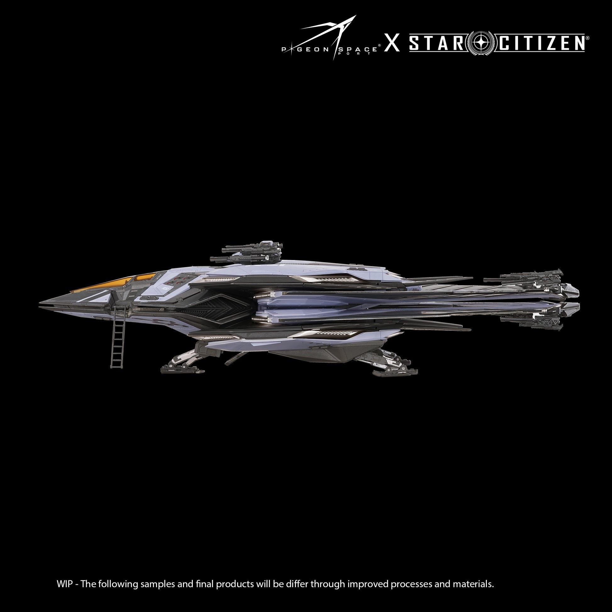 Side view of Star Citizen Scorpius Standard paint ship model in gear on landing mode