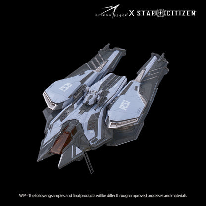 Overall from the front and above view of Star Citizen Scorpius Standard Paint Ship Model in landing configuration