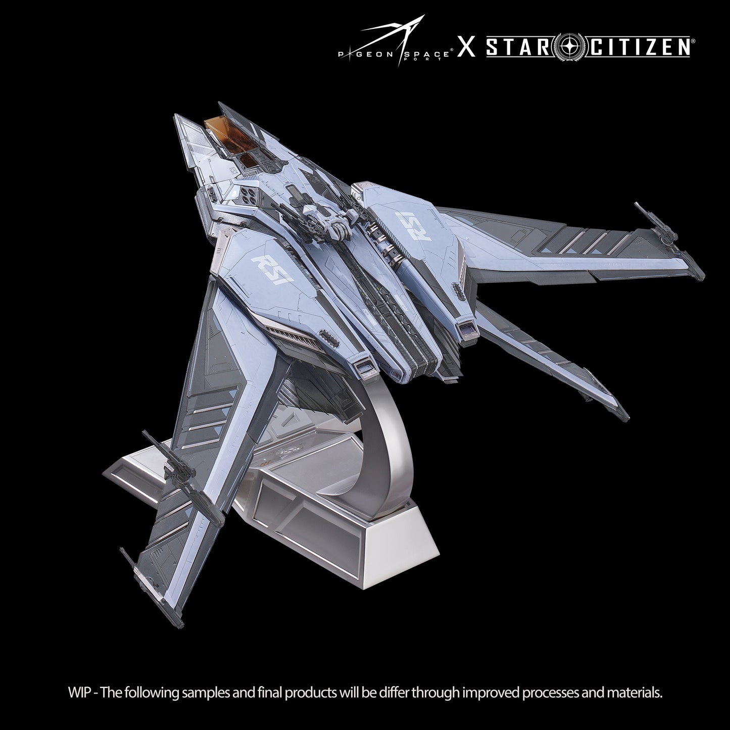 Star Citizen Scorpius ship model side view, Standard Paint version with articulated wings and engines