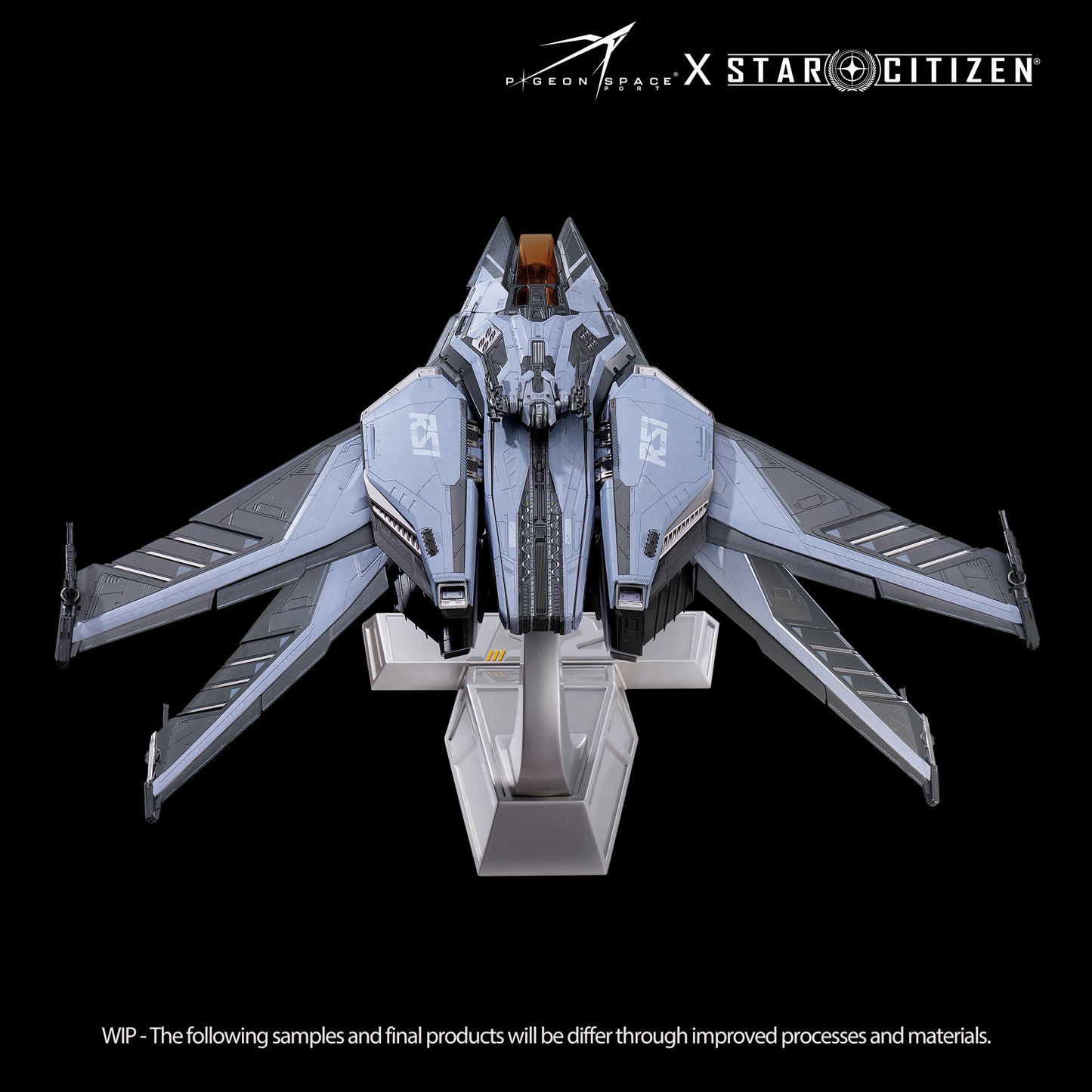 Front view of Star Citizen Scorpius ship model in Standard Paint, X-shaped wing configuration