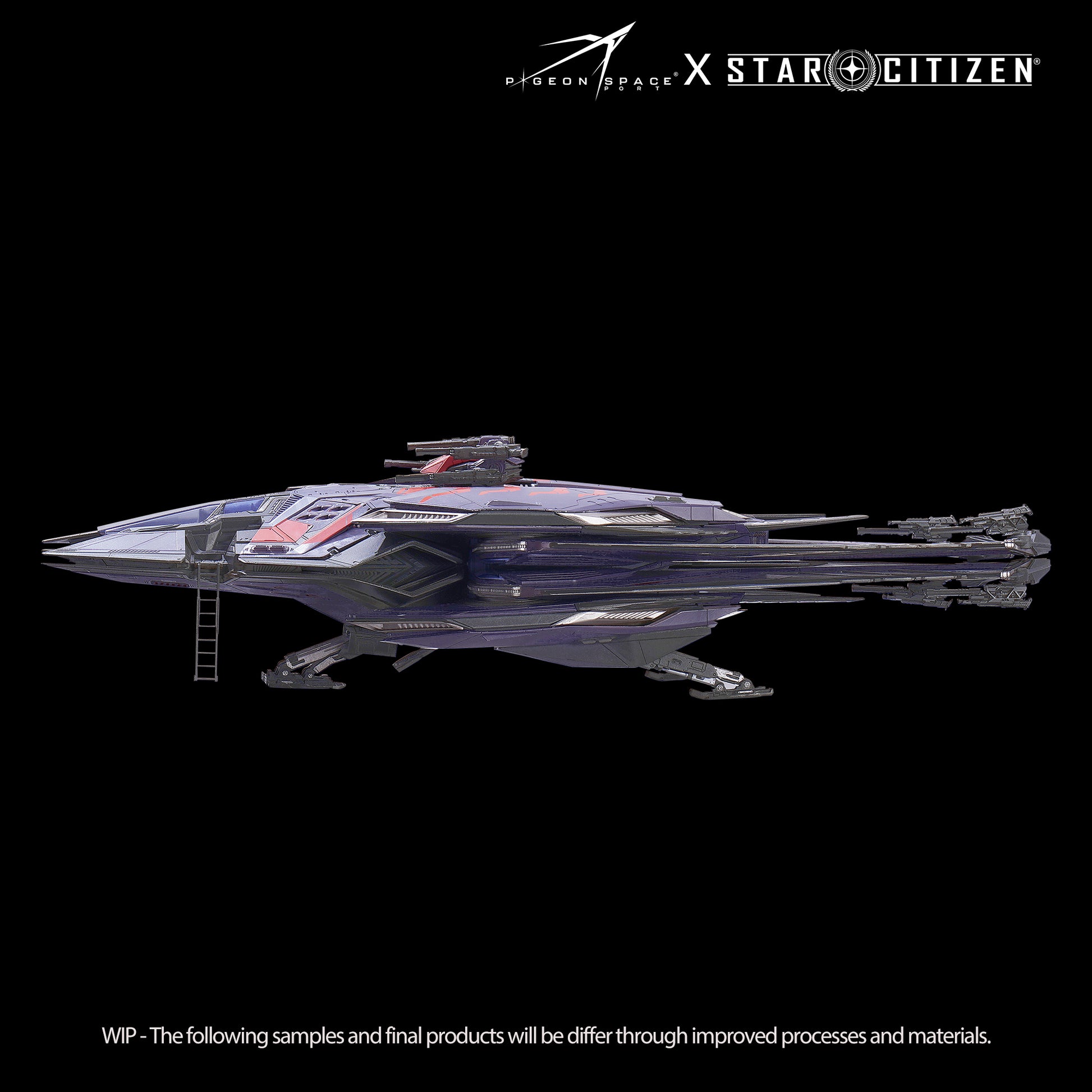 Side view of Star Citizen Scorpius Avalanche paint ship model in landing mode