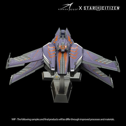 Front view of Star Citizen Scorpius ship model in Stinger Paint, X-shaped wing configuration